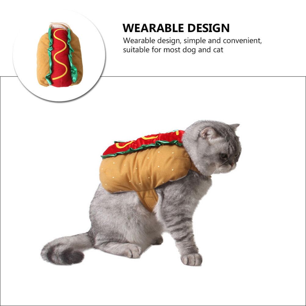 POPETPOP Funny Hot Dog Design Pet Costumes for Dogs and Cats Halloween Apparel Warm Hoodie Cosplay Outfit for Medium and Small Pets - View 5 of 9