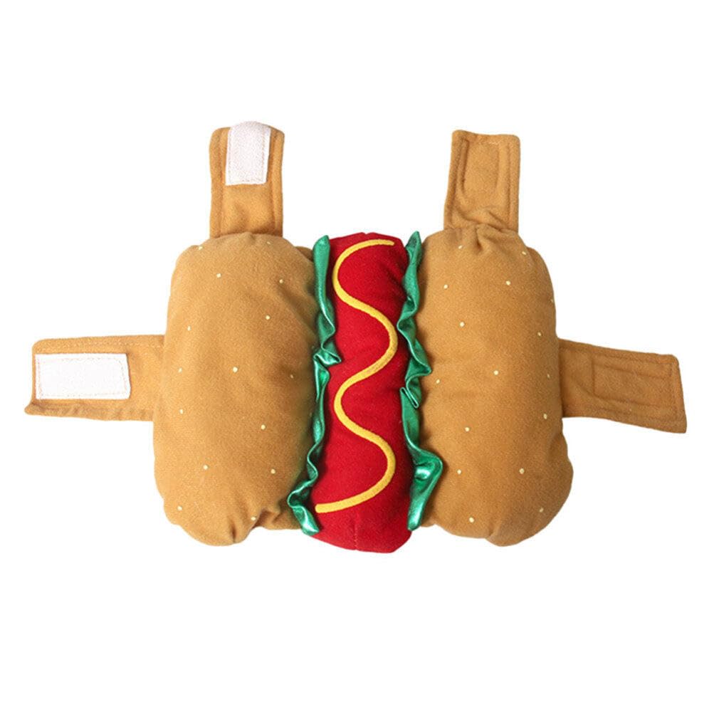 POPETPOP Funny Hot Dog Design Pet Costumes for Dogs and Cats Halloween Apparel Warm Hoodie Cosplay Outfit for Medium and Small Pets - View 7 of 9