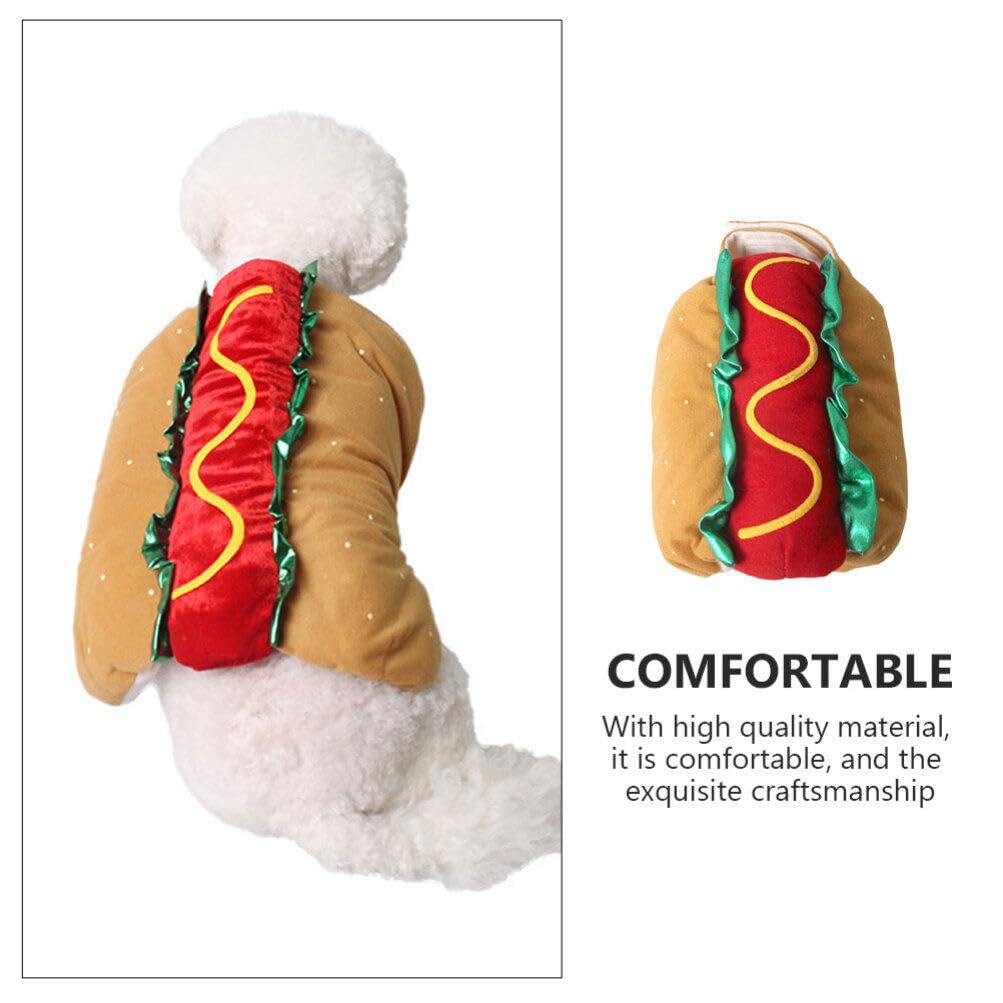 POPETPOP Funny Hot Dog Design Pet Costumes for Dogs and Cats Halloween Apparel Warm Hoodie Cosplay Outfit for Medium and Small Pets - View 9 of 9
