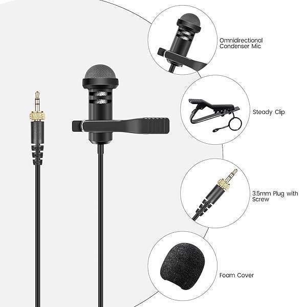 weishan 2-Pack Lavalier Microphone for Rode Wireless GO II - Omnidirectional Lapel Mic for Vlogs, Lectures & Broadcasting - View 7 of 7