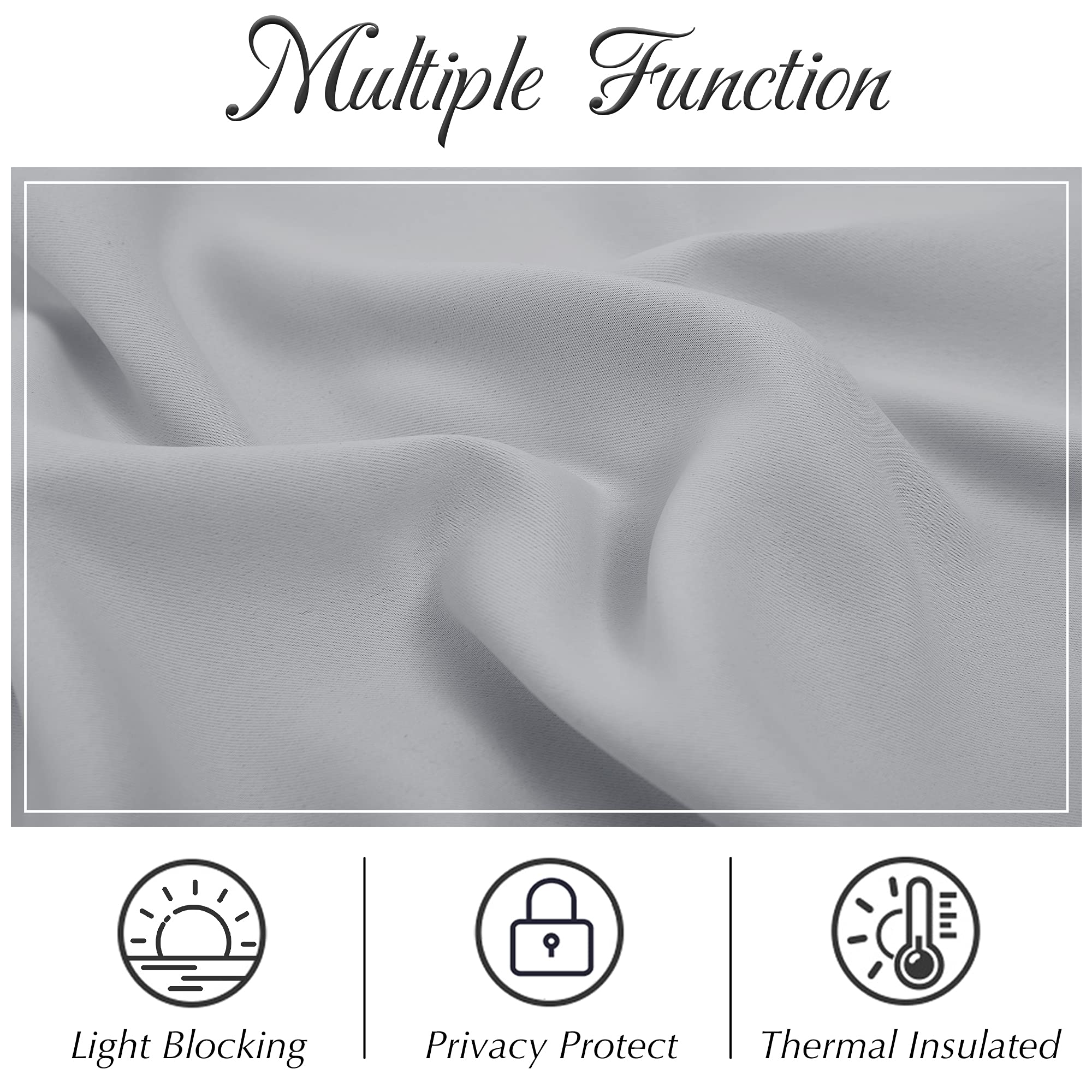 StangH 84 Inch Grey Pom Pom Curtains Room Darkening Chill Resistant Drapes for Bedroom Nursery Living Room Silver Grey 2 Panels - View 7 of 8