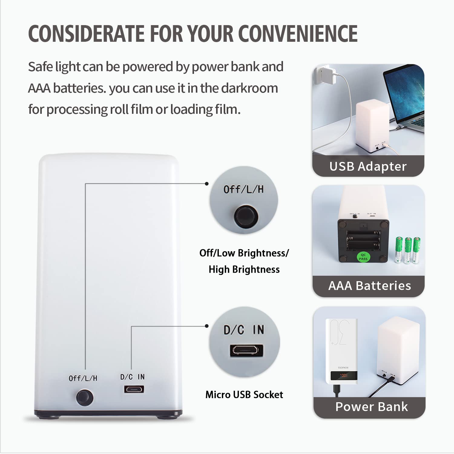 eTone eTone Darkroom Portable Safe Light Lamp 635nm USB Cable Ideal for B&W Film Processing and Print Paper - View 4 of 6