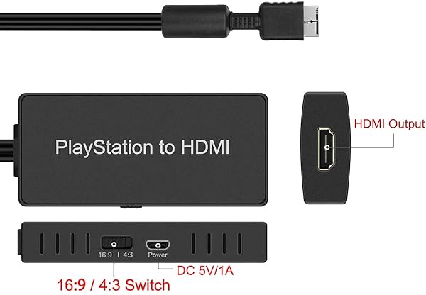 Y.D.F Y.D.F PS2 to HDMI Converter Adapter with 3ft Cable - Compatible with PS2, PS1 & PS3 for High-Quality Video Output - View 6 of 8
