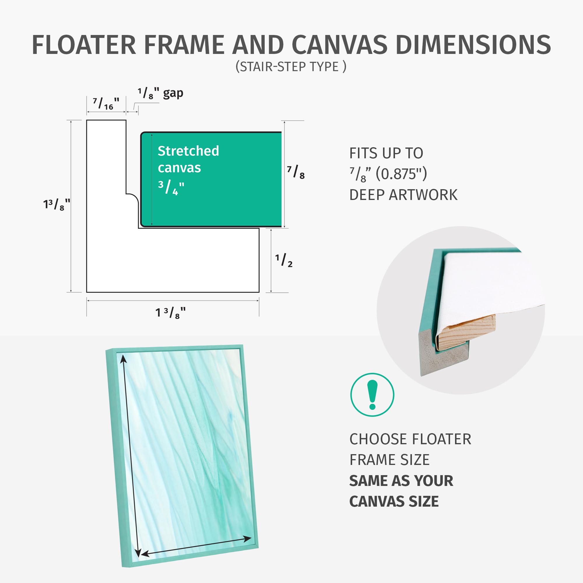 Pixy Canvas Pixy Canvas Floater Frame 9x12 for Deep Canvas Paintings and Wall Art in Champagne Color - View 2 of 7