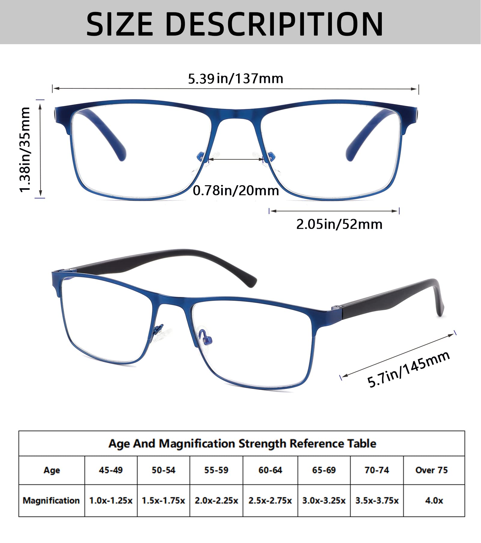 DILLY VISION 4-Pack Blue Light Blocking Reading Glasses Stylish Metal Frame +1.5 Strength Anti Glare UV Filter for Men - View 2 of 8