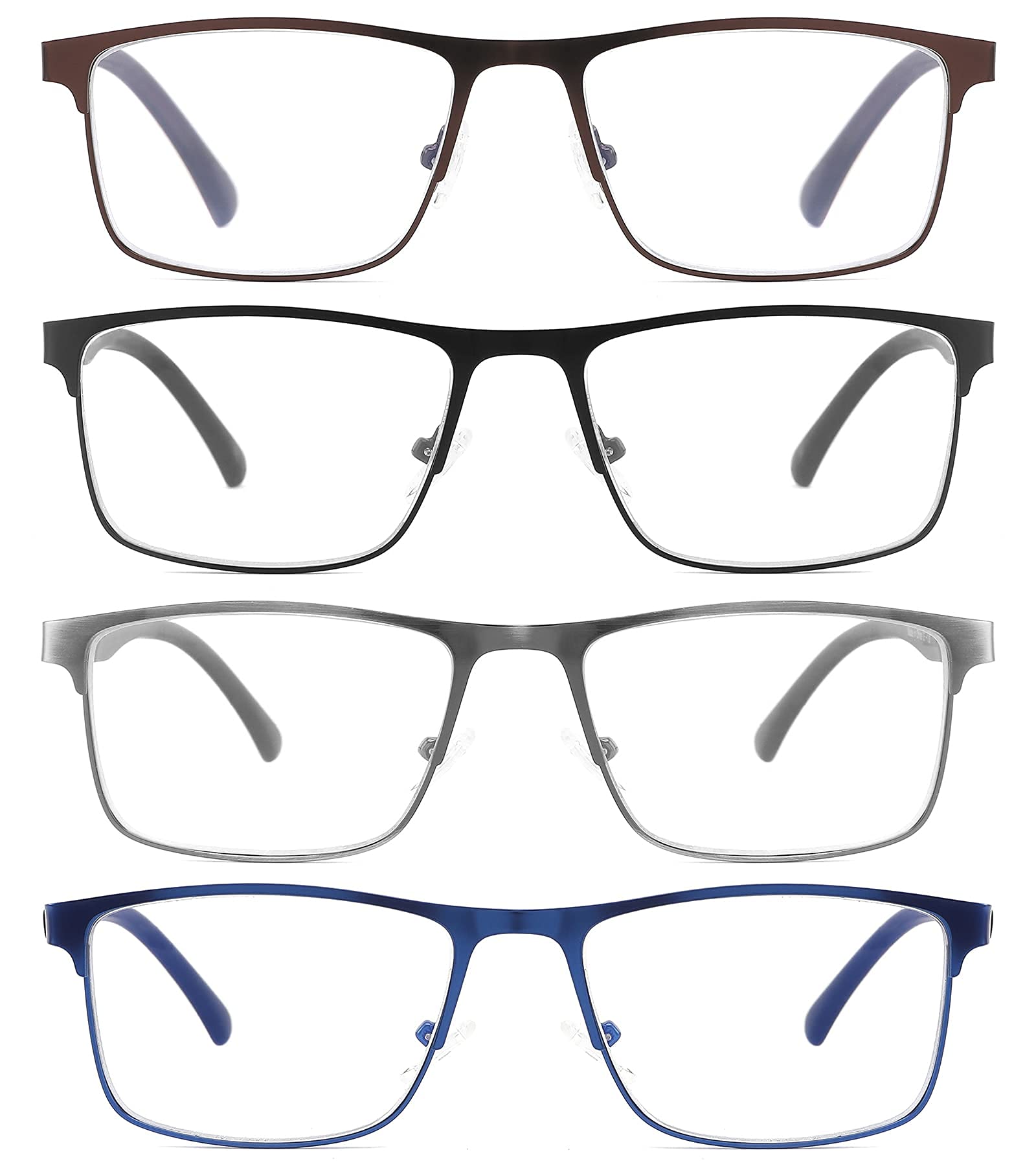 DILLY VISION 4-Pack Blue Light Blocking Reading Glasses Stylish Metal Frame +1.5 Strength Anti Glare UV Filter for Men - View 5 of 8