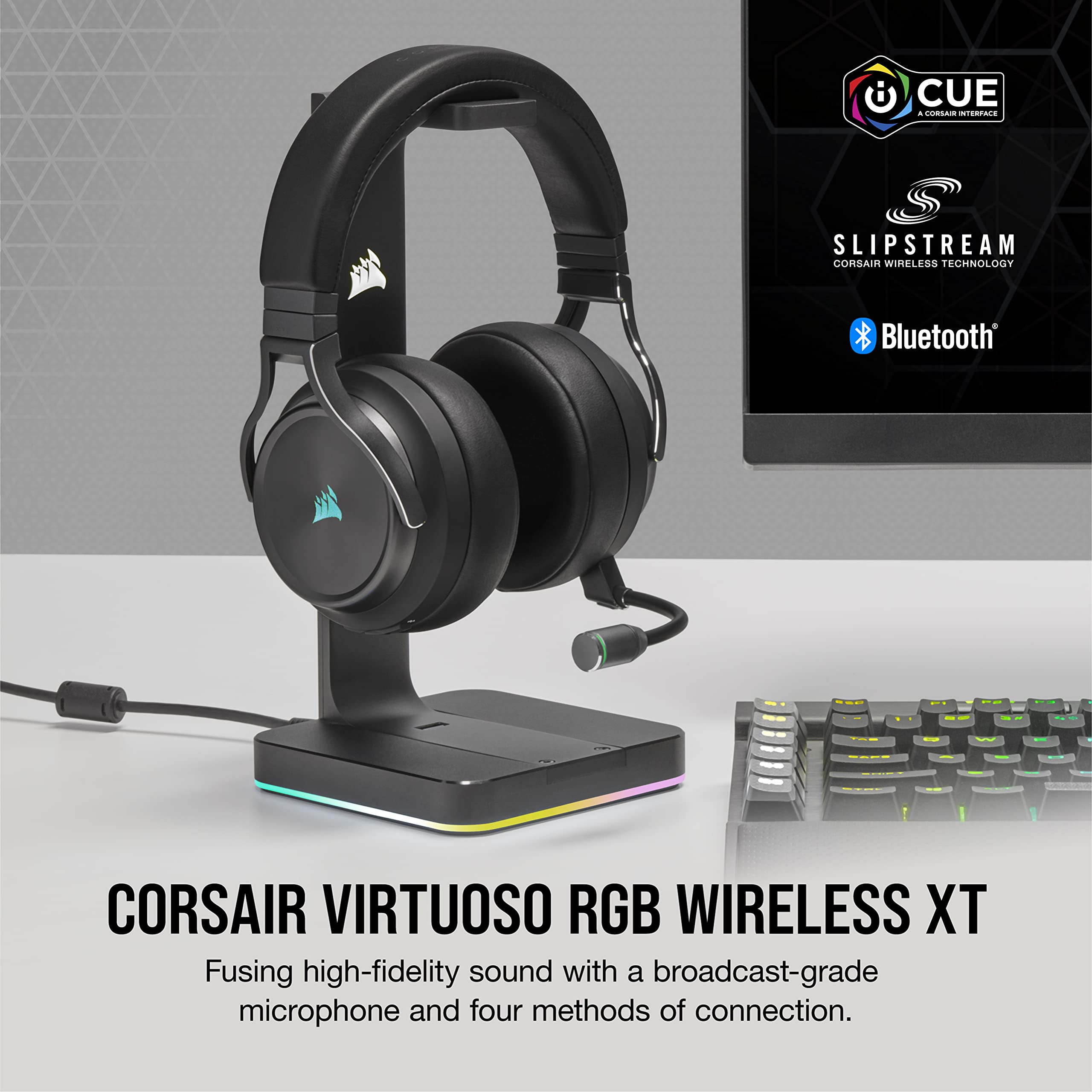 Corsair CORSAIR VIRTUOSO RGB WIRELESS XT Gaming Headset Bluetooth Dolby Atmos iCUE Compatible for PC Mac PS5 PS4 Nintendo Switch Mobile Black - View 2 of 6
