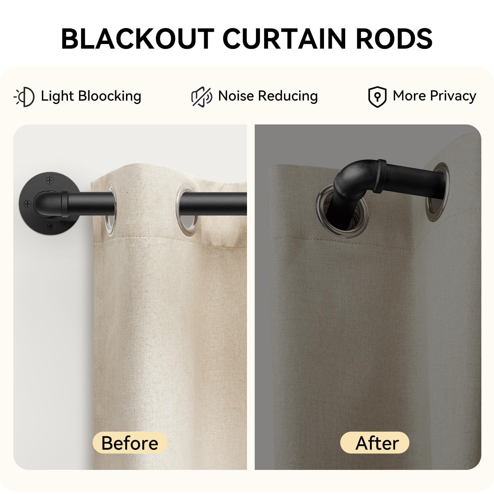 1 Inch Heavy Duty Blackout Curtain Rods Industrial Pipe Wrap Around Room Divider Wall Mount Ceiling Mount Black 144 to 168 Inch - View 5 of 8