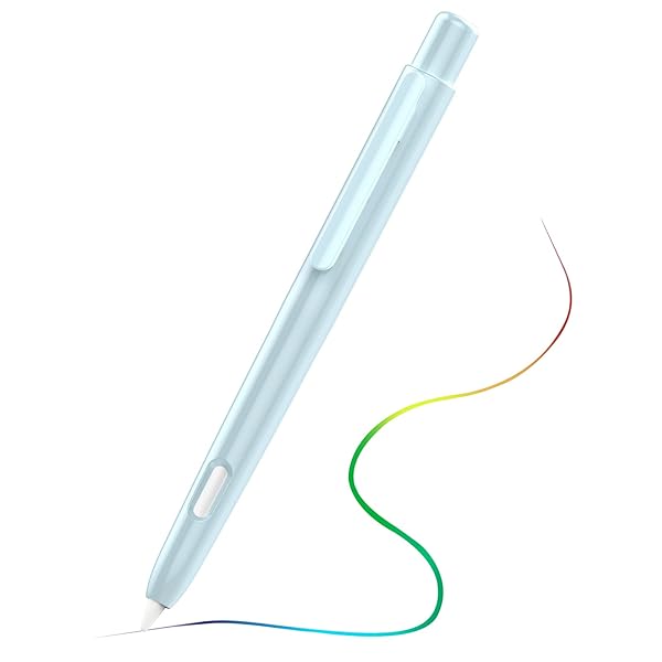 MoKo Apple Pencil 2nd Gen Holder Case - Retractable, Protective, Sky Blue with Clip & Double-Tap Support