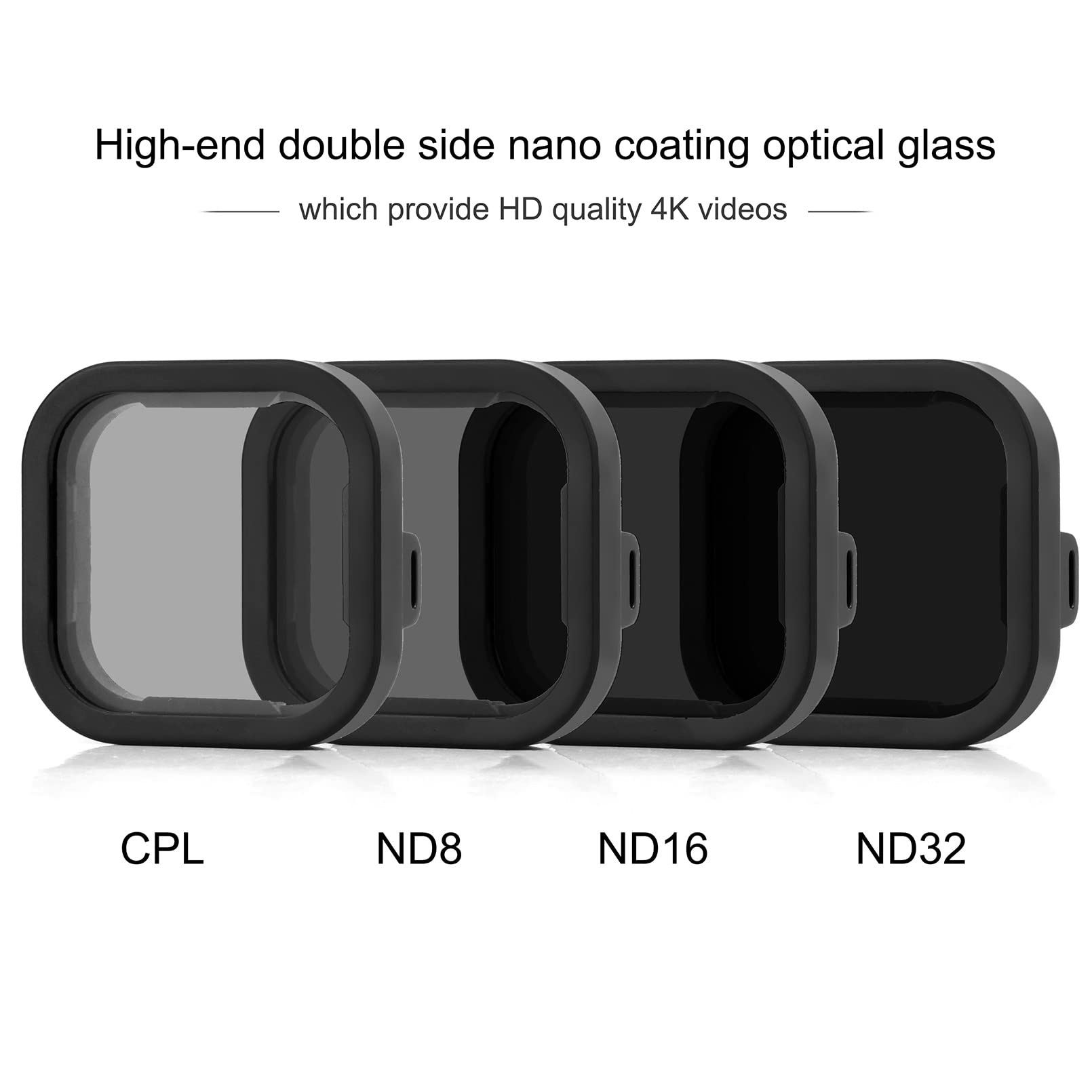 SOONSUN 4-Pack Lens Filter Kit for GoPro Hero 12 11 10 9 Includes CPL ND8 ND16 ND32 Neutral Density and Polarizing Filters - View 7 of 9