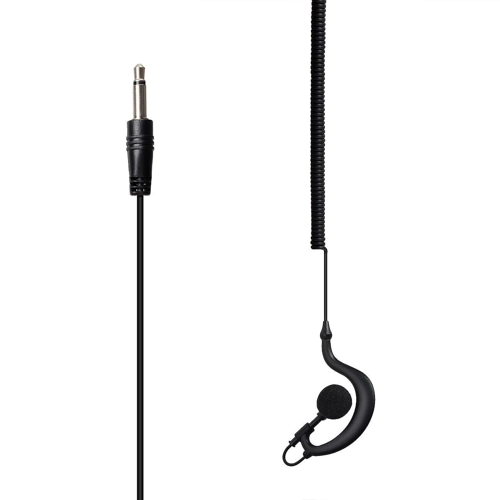UAYESOK G Shape 3.5mm Police Earpiece Soft Ear Hook Surveillance Headset for Radio Speaker Mics Black - View 4 of 5