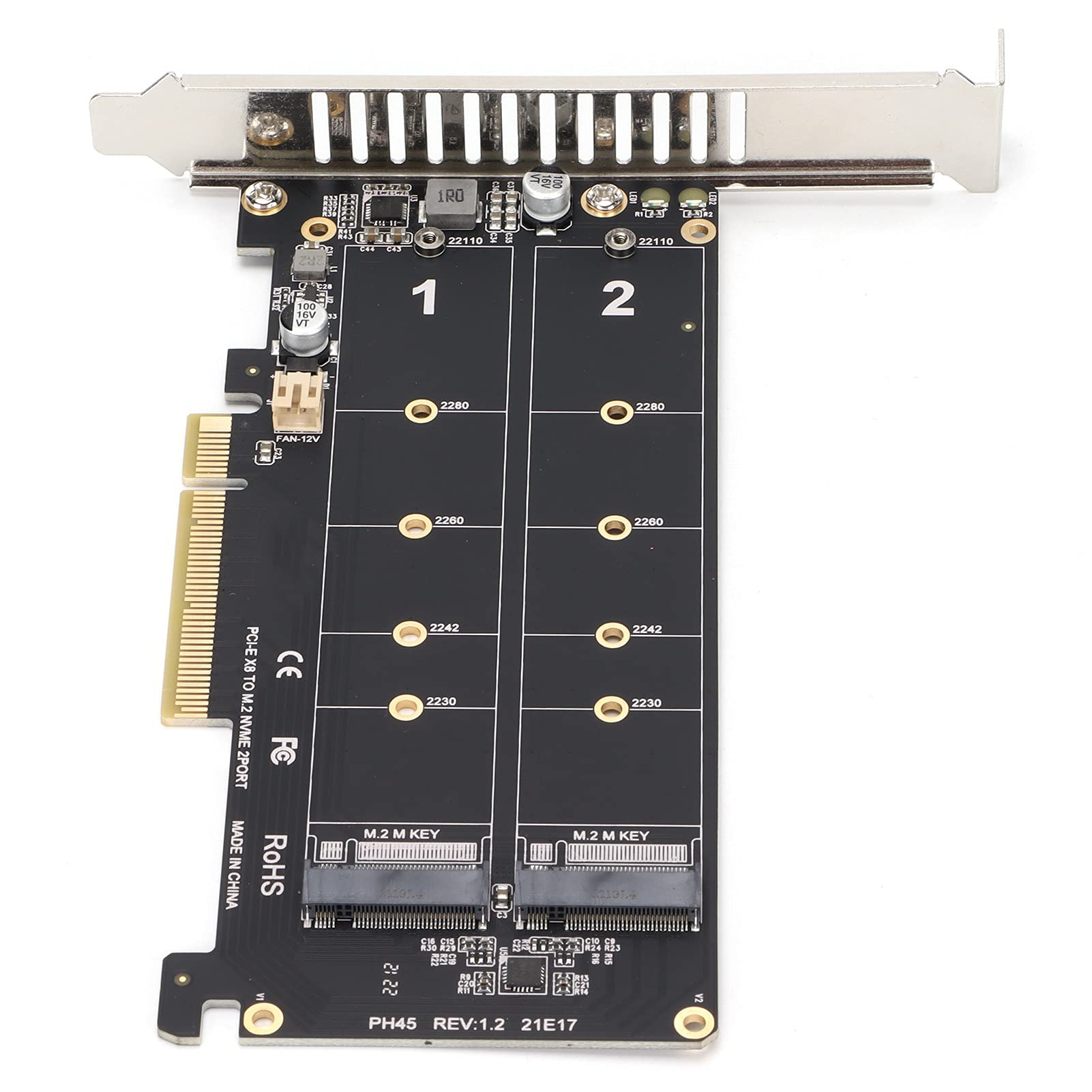 Kafuty-1 Kafuty 1 Dual M2 SSD to PCIe Express x8 Adapter Card for M Key NVME SSD and M2 PCIE Hard Drive Converter Reader Expansion Card - View 5 of 9