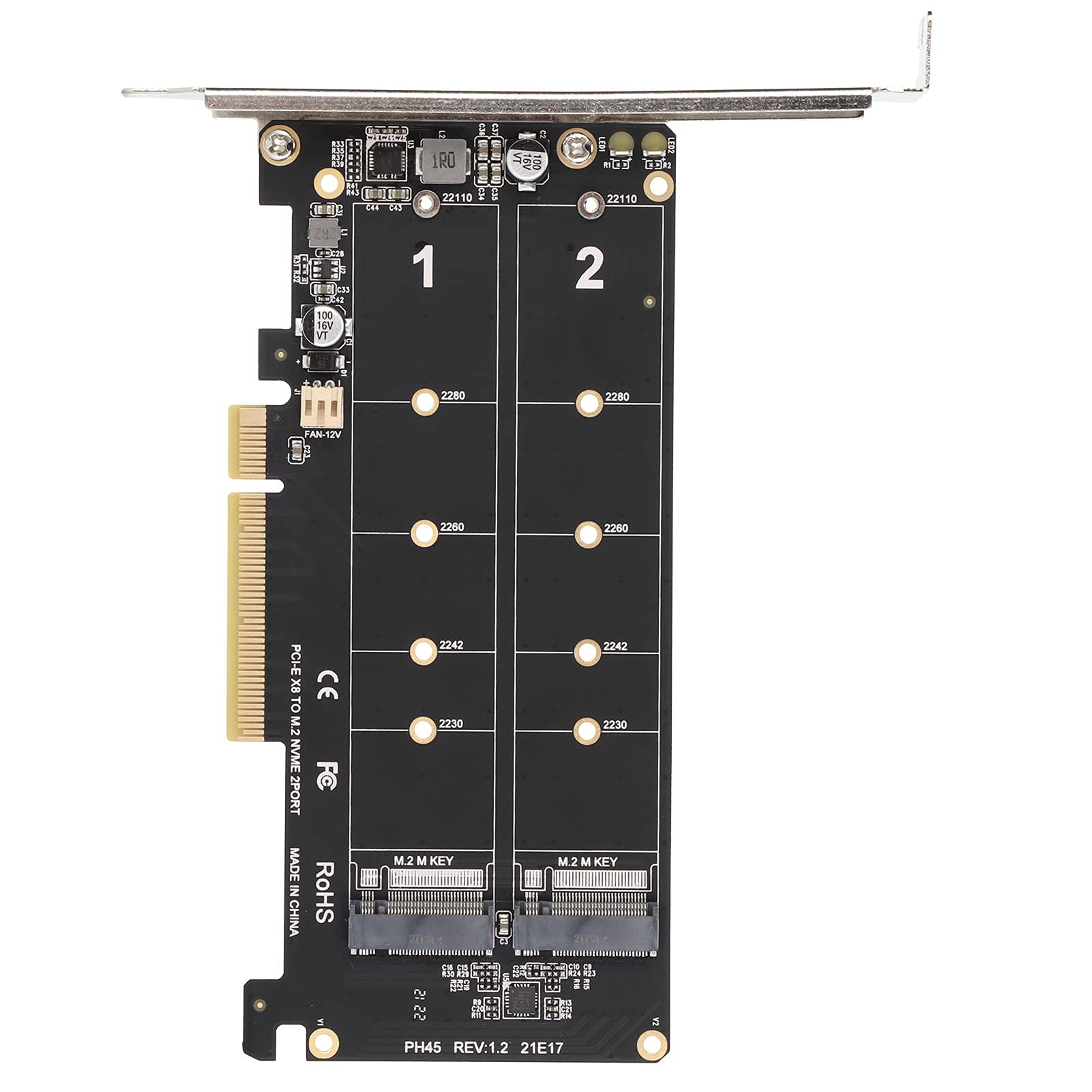 Kafuty-1 Kafuty 1 Dual M2 SSD to PCIe Express x8 Adapter Card for M Key NVME SSD and M2 PCIE Hard Drive Converter Reader Expansion Card - View 6 of 9