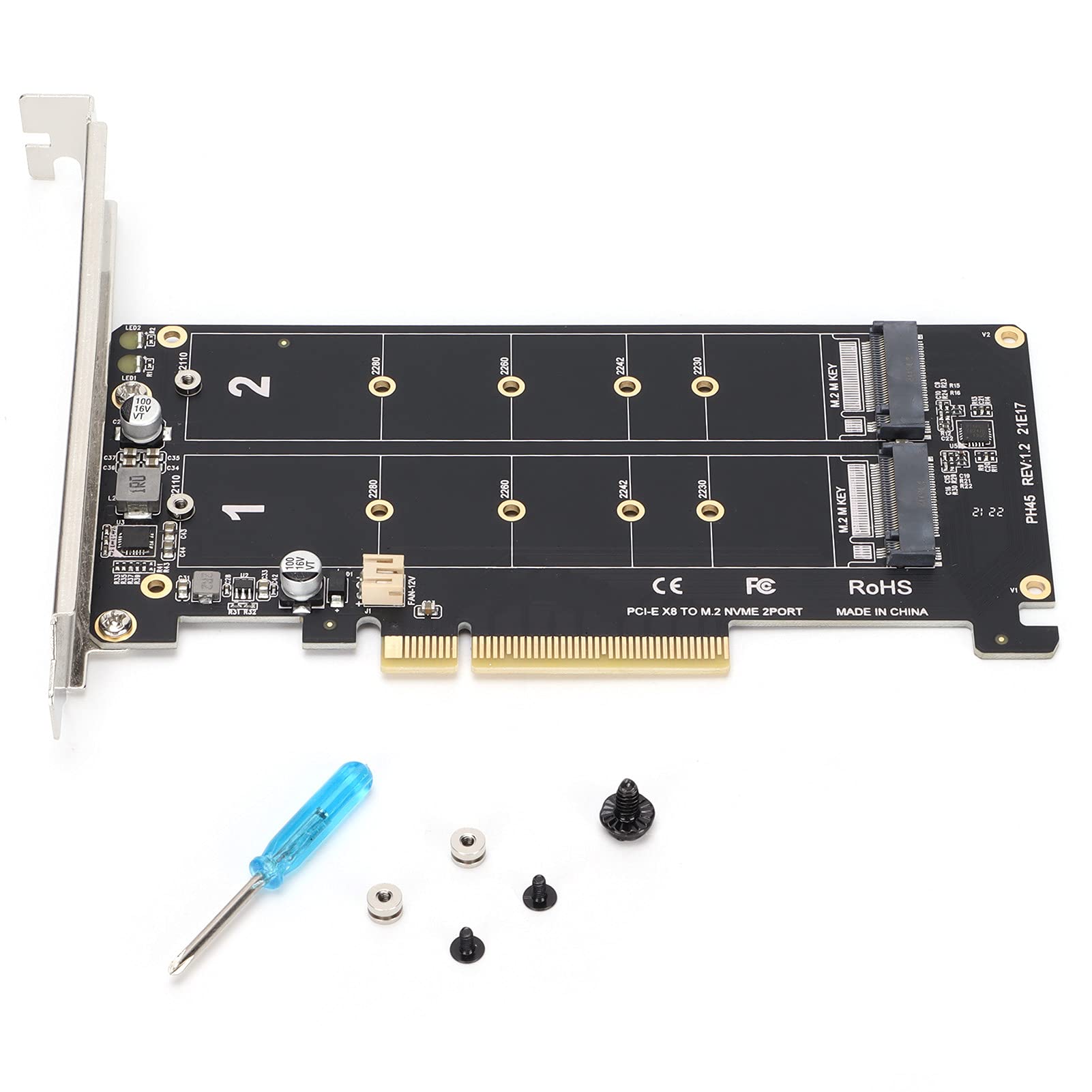 Kafuty-1 Kafuty 1 Dual M2 SSD to PCIe Express x8 Adapter Card for M Key NVME SSD and M2 PCIE Hard Drive Converter Reader Expansion Card - View 7 of 9