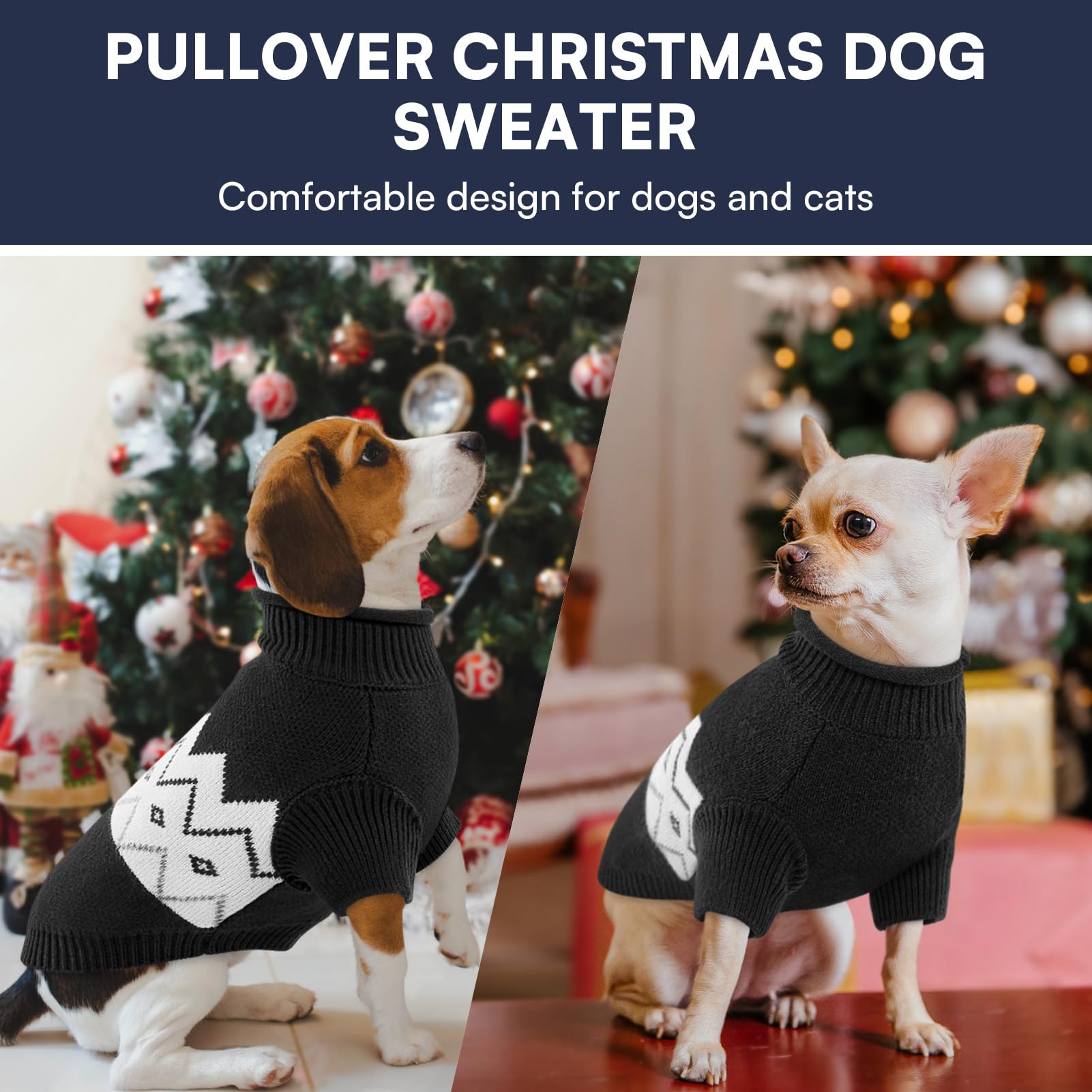 Queenmore Warm Dog Sweater Soft Pet Knitwear Knitted Pullover Winter Clothes for Small Medium Dogs and Cats - View 6 of 7