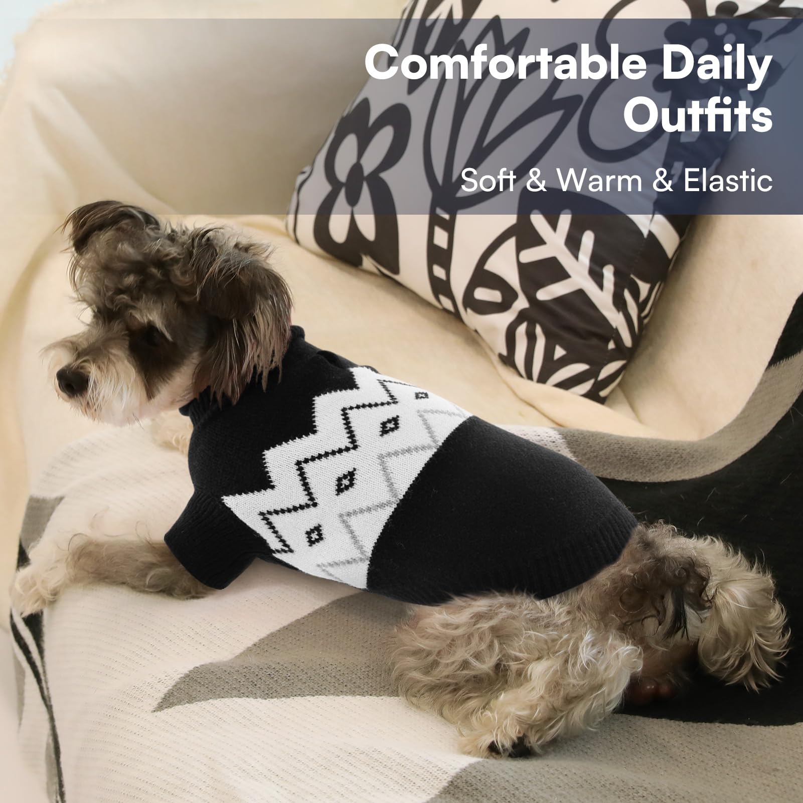 Queenmore Warm Dog Sweater Soft Pet Knitwear Knitted Pullover Winter Clothes for Small Medium Dogs and Cats - View 7 of 7