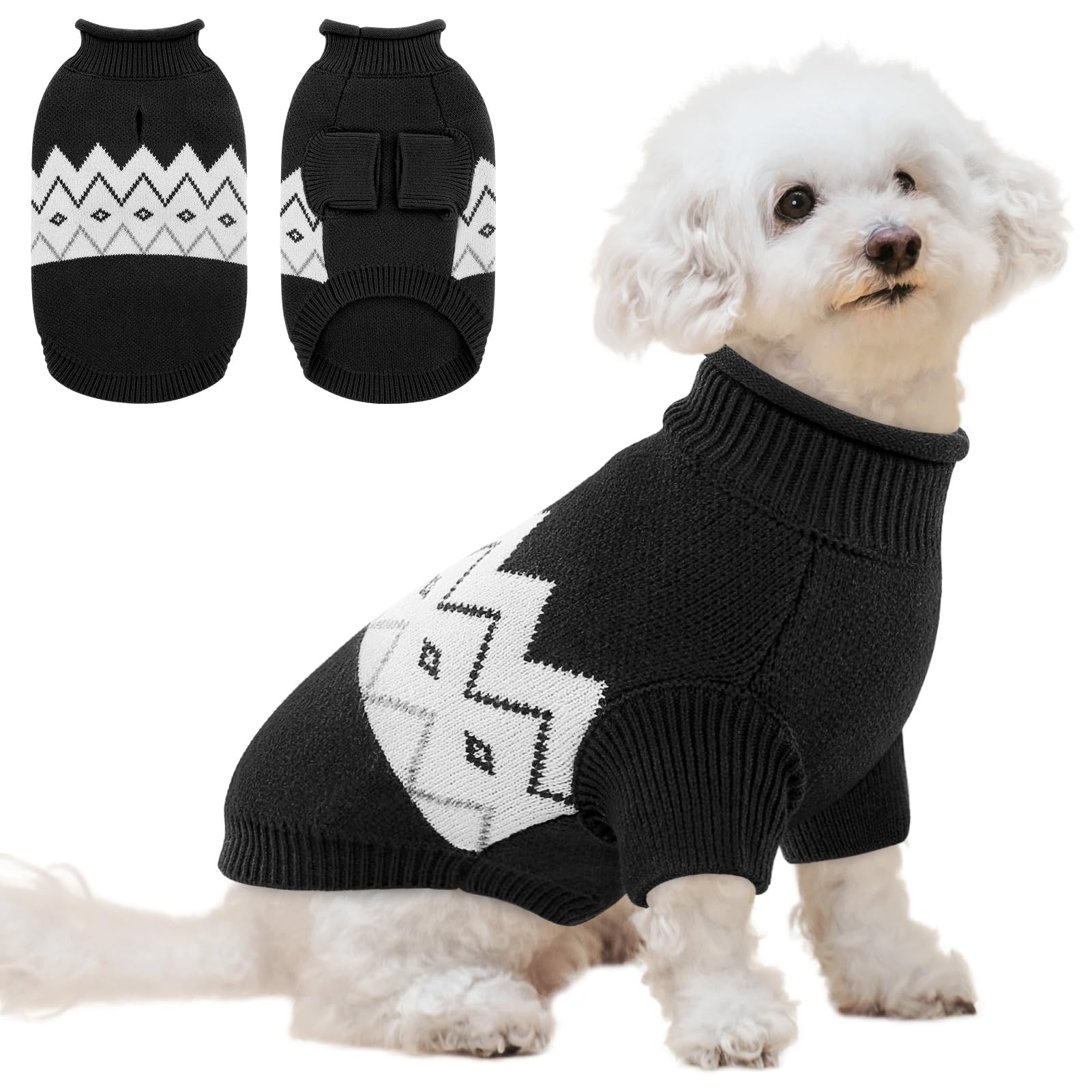 Queenmore Warm Dog Sweater Soft Pet Knitwear Knitted Pullover Winter Clothes for Small Medium Dogs and Cats