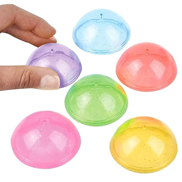 ArtCreativity ArtCreativity Jumbo Glitter Poppers Set of 10 Retro 90s Pop-Up Half Ball Toys Assorted Colors Birthday Party Favors Goodie Bag Fillers - View 5 of 7