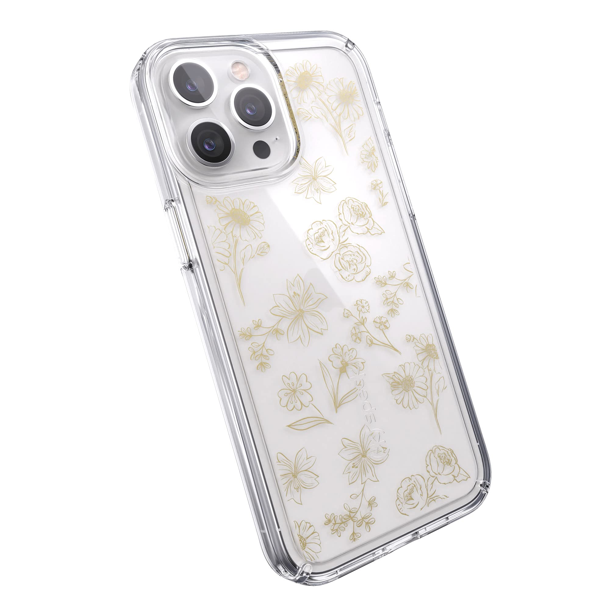 Speck Speck Clear iPhone 13 Pro Max Case Slim Drop Protection Scratch Resistant Anti Yellowing GemShell Golden Fall Floral 6.7 Inch Phone Case
