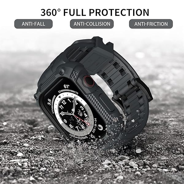 Wristitani Wristitani Apple Watch Band with Shockproof Rugged Case 40mm 41mm 44mm 45mm 49mm Durable TPU Sport Strap for iWatch Series Ultra 2 9 8 7 6 SE 5 4 - View 3 of 8