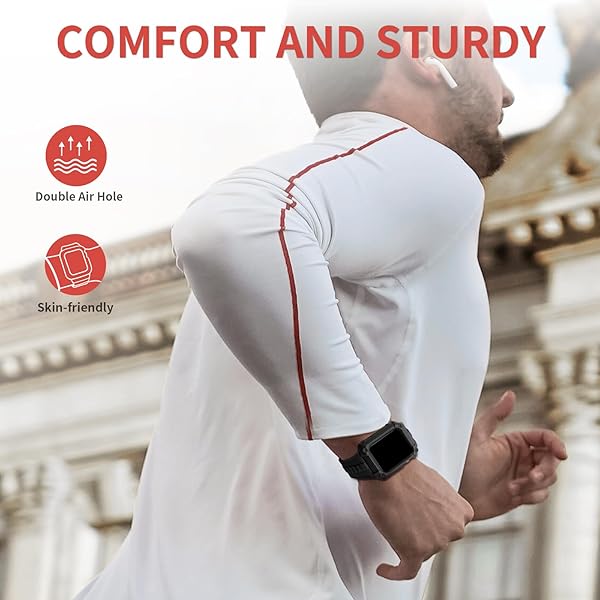 Wristitani Wristitani Apple Watch Band with Shockproof Rugged Case 40mm 41mm 44mm 45mm 49mm Durable TPU Sport Strap for iWatch Series Ultra 2 9 8 7 6 SE 5 4 - View 6 of 8