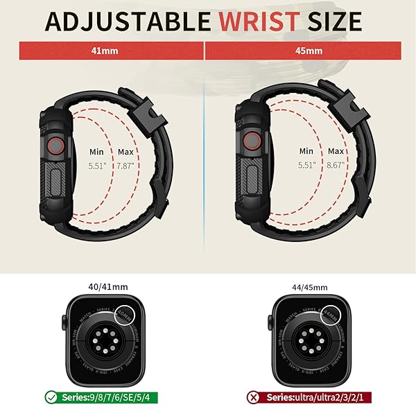 Wristitani Wristitani Apple Watch Band with Shockproof Rugged Case 40mm 41mm 44mm 45mm 49mm Durable TPU Sport Strap for iWatch Series Ultra 2 9 8 7 6 SE 5 4 - View 8 of 8