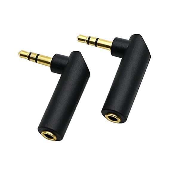 RGZHIUHFZ 3.5mm Right Angle Audio Adapter - Gold-Plated TRS Connector for Headsets, Tablets & Speakers (2 Pack)