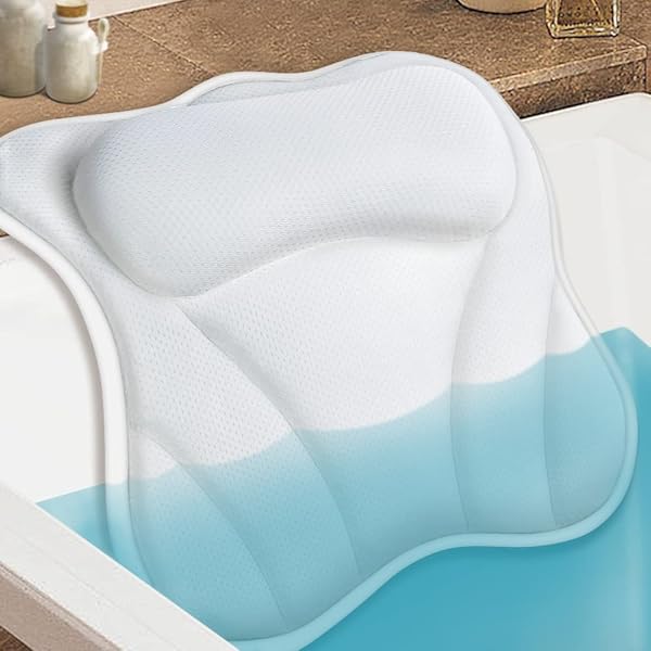 B BEAUTYBABY Luxury Bath Pillow for Tub 4D Air Mesh Headrest with Non-Slip Suction Cups Ideal for Soaking Spa Gifts for Bathroom Relaxation - View 2 of 9