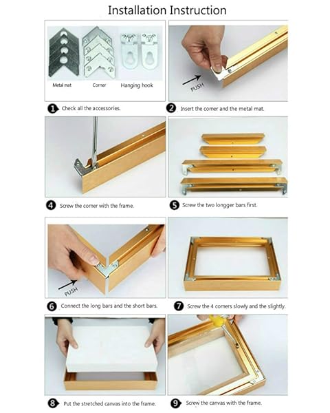 GVS-ART GVS ART DIY Metal Floating Frame for 16X20 Canvas Light Gold 4/5 Inch Depth Perfect for Art Display and Customization - View 7 of 9
