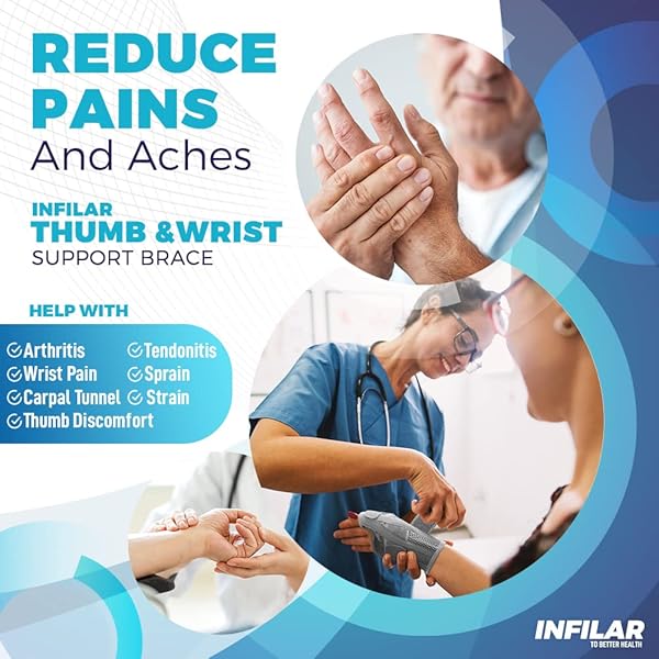 INFILAR INFILAR Thumb Splint Brace for Pain Relief and Support for Tendonitis and CMC Joint Injuries Universal Size for Men and Women Beige - View 3 of 8