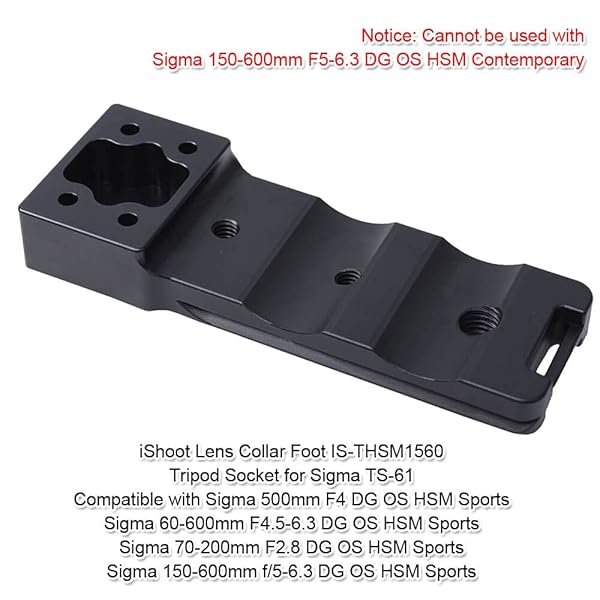iShoot Lens Collar Foot Stand Tripod Mount for Sigma 150-600mm, 60-600mm, 70-200mm & 500mm - Enhance Stability & Performance - View 3 of 8
