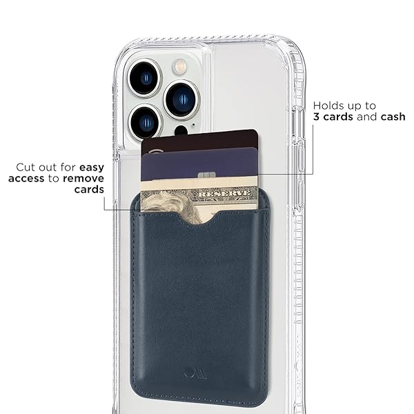 Case-Mate Case-Mate Magnetic Wallet for MagSafe iPhones - Vegan Leather, Holds 3 Cards & Cash, Admiral Blue - View 4 of 9