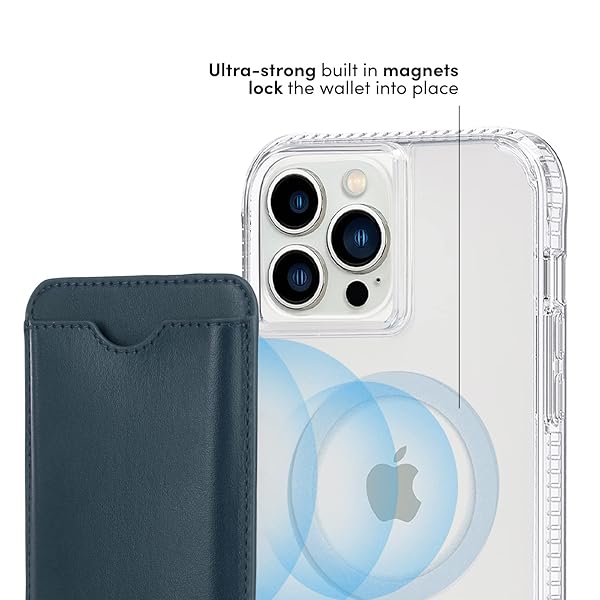 Case-Mate Case-Mate Magnetic Wallet for MagSafe iPhones - Vegan Leather, Holds 3 Cards & Cash, Admiral Blue - View 5 of 9