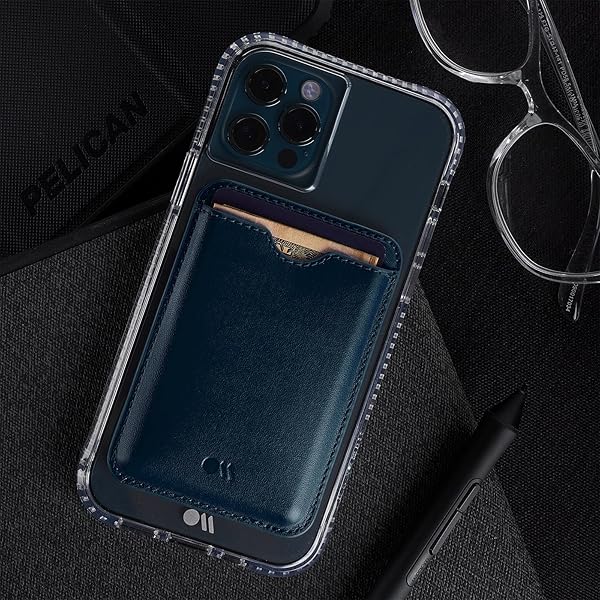 Case-Mate Case-Mate Magnetic Wallet for MagSafe iPhones - Vegan Leather, Holds 3 Cards & Cash, Admiral Blue - View 7 of 9