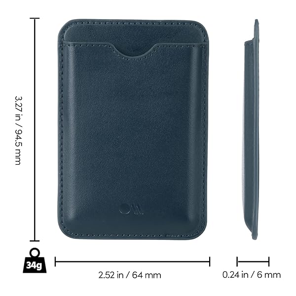 Case-Mate Case-Mate Magnetic Wallet for MagSafe iPhones - Vegan Leather, Holds 3 Cards & Cash, Admiral Blue - View 9 of 9