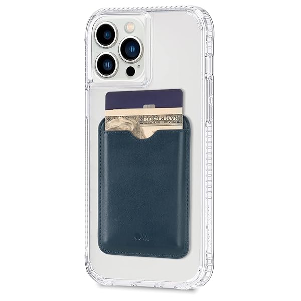 Case-Mate Case-Mate Magnetic Wallet for MagSafe iPhones - Vegan Leather, Holds 3 Cards & Cash, Admiral Blue - View 3 of 9