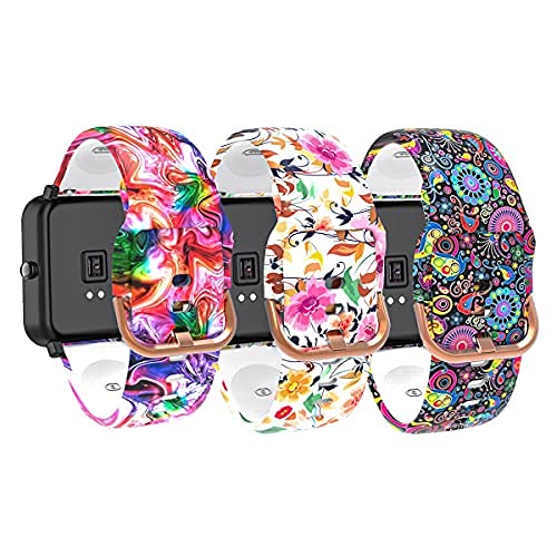 3 Pack Soft Silicone Bands for Dirrelo GT01 Smart Watch Quick Release Pattern Straps Replacement for Men and Women in 3 Colors