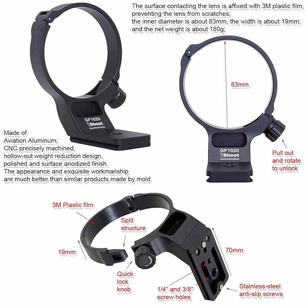 iShoot iShoot Lens Collar Tripod Mount for Fuji GF 100-200mm & 250mm - Arca-Swiss Quick Release Support - View 5 of 10