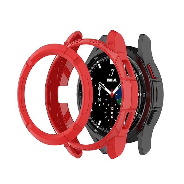 RuenTech Samsung Galaxy Watch 4 Classic 46mm Protective Edge Cover with Bezel Ring Frame Red - View 3 of 3