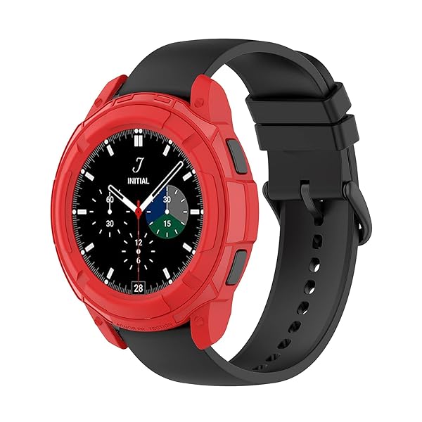 Samsung Galaxy Watch 4 Classic 46mm Protective Edge Cover with Bezel Ring Frame Red