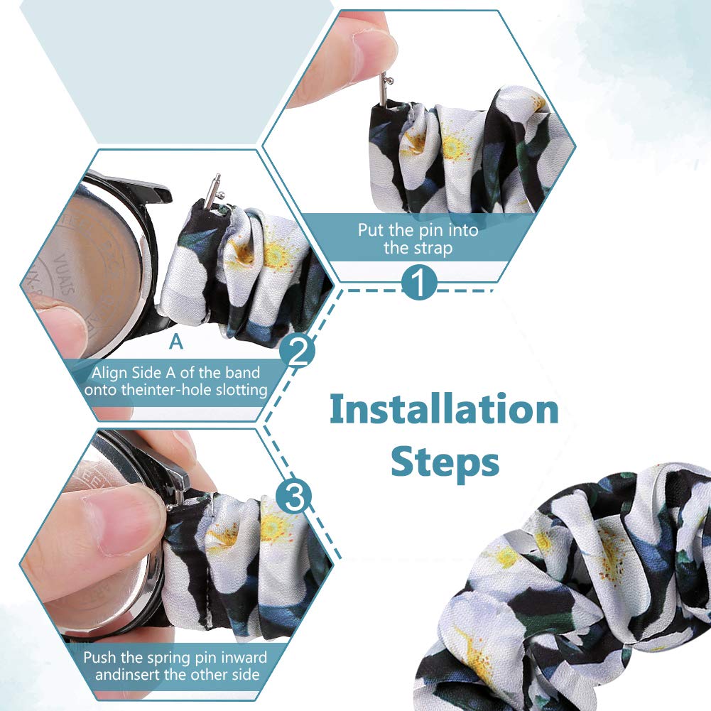 ShuYo ShuYo 20mm 10Pack Scrunchies Elastic Replacement Bands for Samsung Galaxy Watch 4 Classic 3 5 Pro 45mm Size M - View 4 of 6