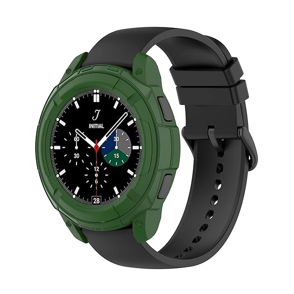 RuenTech Samsung Galaxy Watch 4 Classic 46mm Protective Case with Bezel Ring Cover Frame Green - View 2 of 3