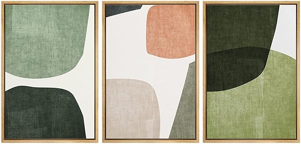 SIGNWIN SIGNWIN Framed Canvas Print Trio of Multicolored Transparent Ovals Abstract Art for Living Room Bedroom Office 16x24x3 Natural