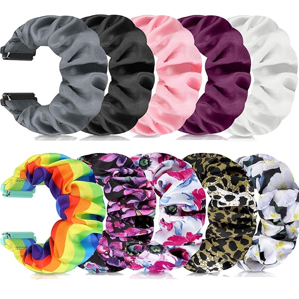 ShuYo ShuYo 10 Pack Scrunchie Bands for Fitbit Versa & Versa 2 - Stylish Elastic Fabric Straps for Women & Girls