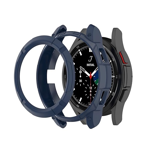 RuenTech Samsung Galaxy Watch 4 Classic 46mm Protective Case with Bezel Ring Cover Frame Blue - View 3 of 3