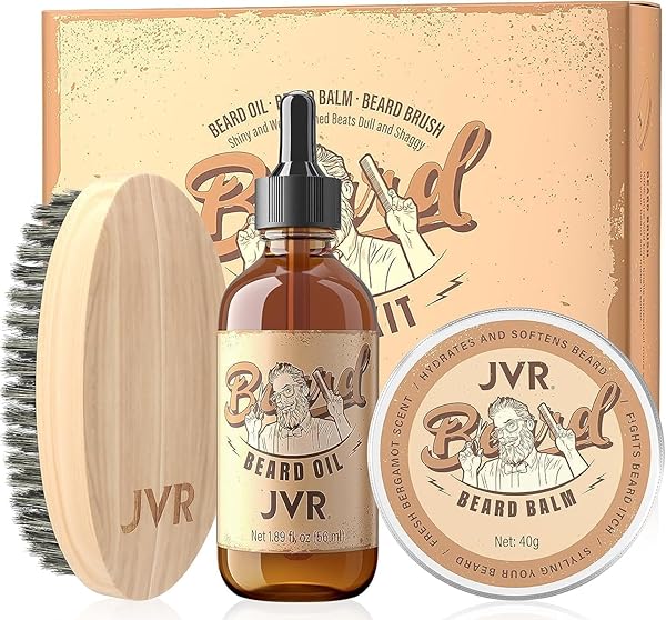 JVR JVR Beard Grooming Kit for Men with Oil Balm and Boar Brush Perfect Gift for Him Dad Boyfriend - View 2 of 9
