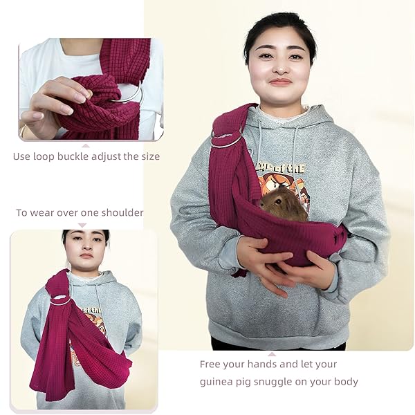 tinkare Guinea Pig Sling Carrier Bonding Pouch Adjustable Shoulder Strap Snuggle Bag for Comfortable Travel and Bonding - View 3 of 6