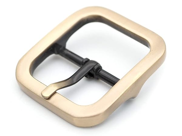 CRAFTMEMORE CRAFTMEMORE 4pcs 1 Inch Single Prong Belt Buckle Square Center Bar Brushed Brass Leather Craft Accessories D3140