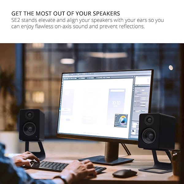 Kanto Kanto SE2 Elevated Desktop Speaker Stands for Small Speakers Pair Black - View 6 of 9