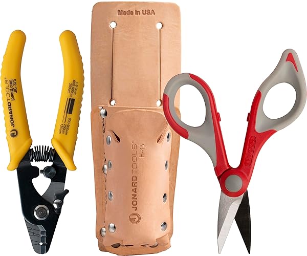 Jonard Tools Jonard Tools TK-355 Fiber Stripper & Kevlar Shears Kit with Leather Pouch - Precision Cutting Tools for Professionals